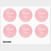 Cute Thank You Birthday Name Any Age Pink Modern ラウンドシール (シート)