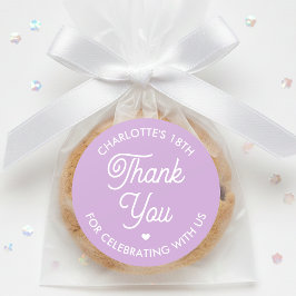 Cute Thank You Birthday Name Any Age Purple Modern ラウンドシール
