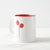 Cute "Thanks" with Red Balloon Thank You Gift Mug ツートーンマグカップ (正面左)
