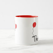 Cute "Thanks" with Red Balloon Thank You Gift Mug ツートーンマグカップ (中央)