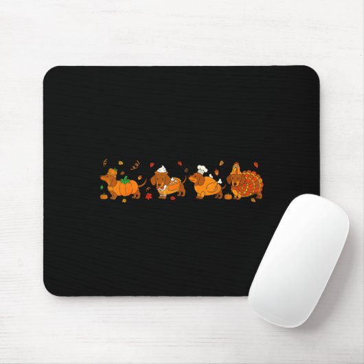 Cute Thanksgiving Dachshund Dogs Fall Gobble Prepp マウスパッド (マウス)