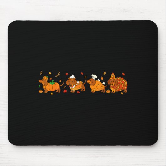 Cute Thanksgiving Dachshund Dogs Fall Gobble Prepp マウスパッド (正面)