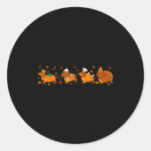 Cute Thanksgiving Dachshund Dogs Fall Gobble Prepp ラウンドシール (正面)