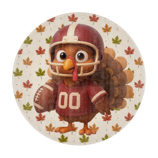 Cute Thanksgiving day football turkey カッティングボード (正面)