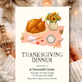 Cute Thanksgiving Dinner Invitation 招待状