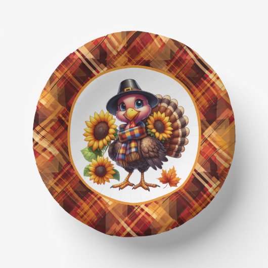 Cute Thanksgiving Holiday turkey Paper Cups ペーパーボウル (正面)