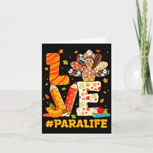 Cute Thanksgiving Love Para Teacher Turkey Autumn  カード (正面)