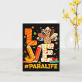 Cute Thanksgiving Love Para Teacher Turkey Autumn  カード (黄色い花)