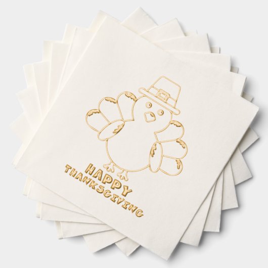 Cute Thanksgiving Turkey  箔ナプキン (インサイチュ (積み重ね))