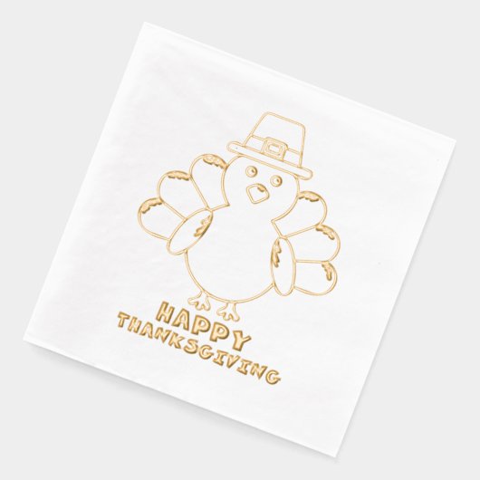 Cute Thanksgiving Turkey  箔ナプキン (左)