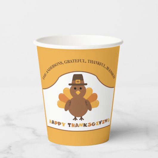 Cute Thanksgiving Turkey 紙コップ (正面)