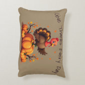 Cute Thanksgiving Turkey Autumn Pumpkins Scene アクセントクッション (裏面(縦))