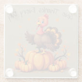 Cute Thanksgiving Turkey Autumn Pumpkins Scene ガラスコースター (裏面)