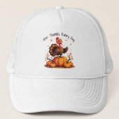 Cute Thanksgiving Turkey Autumn Pumpkins Scene キャップ (正面)