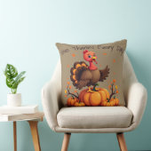 Cute Thanksgiving Turkey Autumn Pumpkins Scene クッション (椅子)