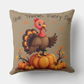 Cute Thanksgiving Turkey Autumn Pumpkins Scene クッション (裏面)