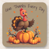 Cute Thanksgiving Turkey Autumn Pumpkins Scene コースター (正面)
