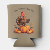 Cute Thanksgiving Turkey Autumn Pumpkins Scene 缶クーラー (裏面)
