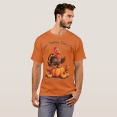 Cute Thanksgiving Turkey Autumn Pumpkins Scene Tシャツ (正面フル)