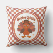 Cute Thanksgiving Turkey Cartoon – “Gobble Gobble” クッション (裏面)