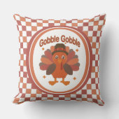 Cute Thanksgiving Turkey Cartoon – “Gobble Gobble” クッション (正面)