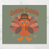 Cute Thanksgiving Turkey Cartoon – “Gobble Gobble” ビールラベル (シングルラベル)