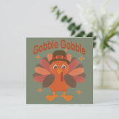Cute Thanksgiving Turkey Cartoon – “Gobble Gobble” 招待状 (スタンド正面)