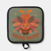 Cute Thanksgiving Turkey Cartoon – “Gobble Gobble” 鍋敷き (正面)