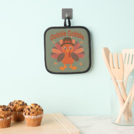 Cute Thanksgiving Turkey Cartoon – “Gobble Gobble” 鍋敷き