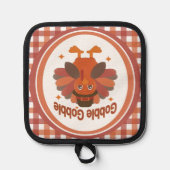 Cute Thanksgiving Turkey Cartoon – “Gobble Gobble” 鍋敷き (正面)