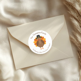 Cute Thanksgiving Turkey | Fall Envelope Seal ラウンドシール