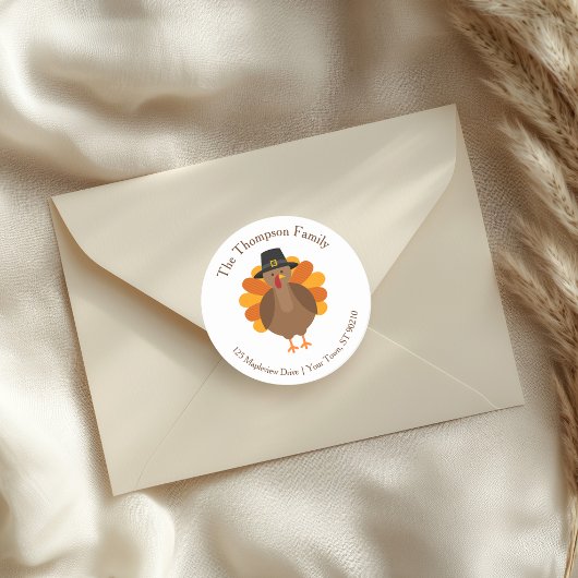 Cute Thanksgiving Turkey | Fall Envelope Seal ラウンドシール