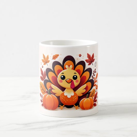 Cute Thanksgiving Turkey Mug | Autumn Coffee Cup コーヒーマグカップ (中央)