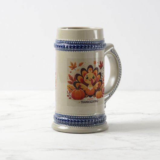 Cute Thanksgiving turkey mug Rim ビールジョッキ (正面右)