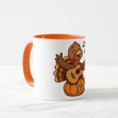 Cute Thanksgiving turkey with guitar マグカップ (正面左)