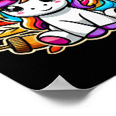 Cute Thanksgiving Unicorn Pilgrim Hat Turkey Girls ポスター (角)