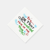 Cute 'The Most Woderful Time' クリスマス スタンダードカクテルナプキン (角)