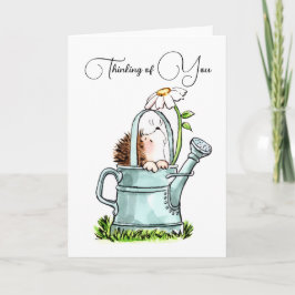 Cute Thinking of You Notecard with Hedgehog カード