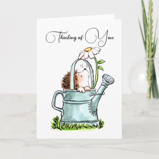 Cute Thinking of You Notecard with Hedgehog カード (正面)