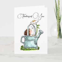 Cute Thinking of You Notecard with Hedgehog ノートカード