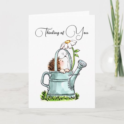 Cute Thinking of You Notecard with Hedgehog ノートカード (正面)