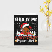Cute This Is My Christmas Pajama Black African Ame カード (黄色い花)