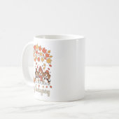 Cute Three Beagle Dogs Pumpkins Fall Tree Happy Th コーヒーマグカップ (正面左)