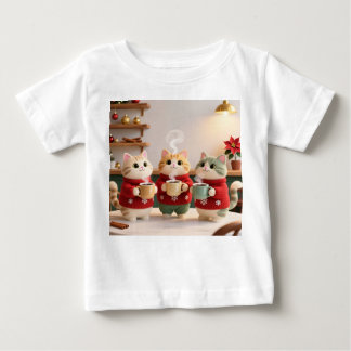 Cute Three Cats Baby Jersey T-Shirt ベビーTシャツ