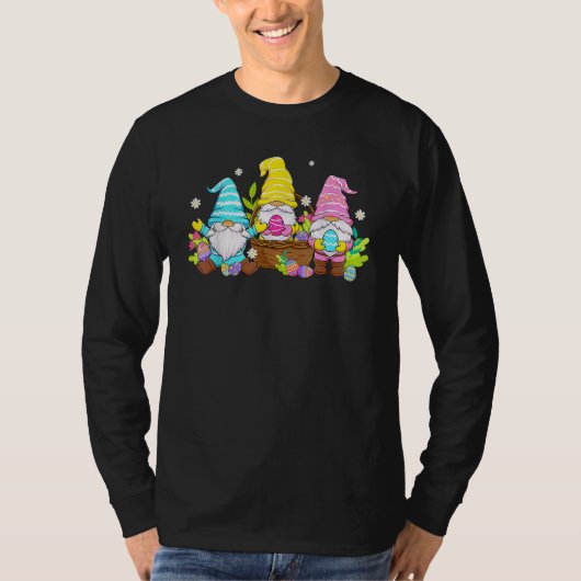Cute Three Gnomes Easter Day Bunny Egg Spring Wome Tシャツ (正面)