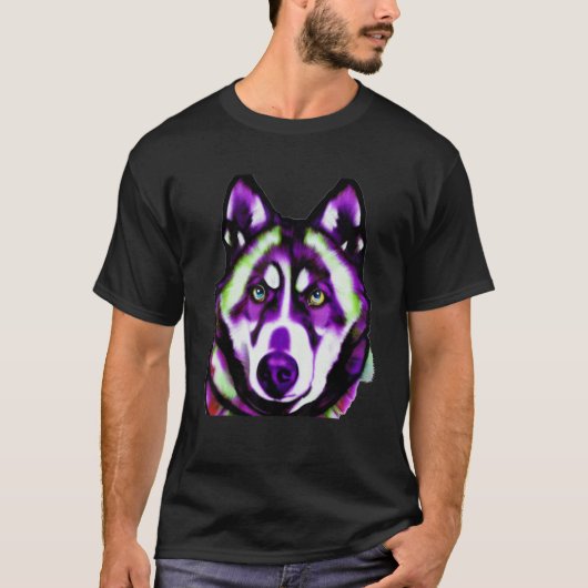Cute Tie and Dye Husky Face Dogs  Men Women Kid Tシャツ (正面)