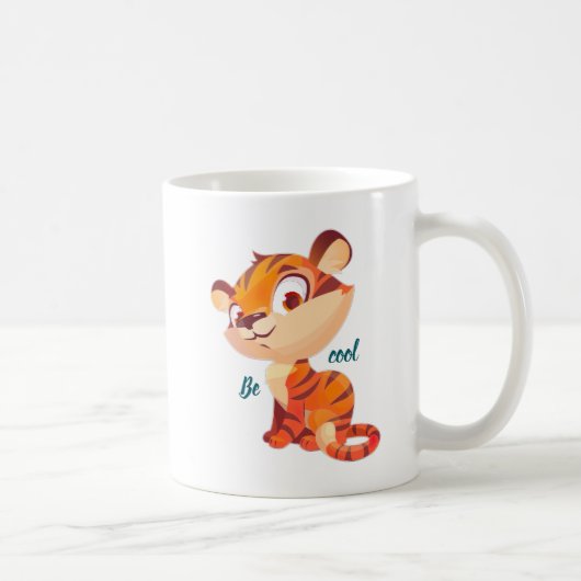 Cute Tiger Be Cool Cartoon コーヒーマグカップ (右)