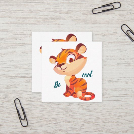 Cute Tiger Be Cool Cartoon スクエア名刺 (正面/裏面インサイチュ)