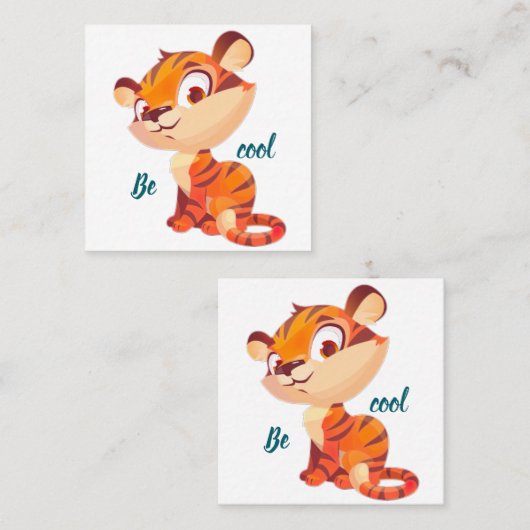 Cute Tiger Be Cool Cartoon スクエア名刺 (正面/裏面)