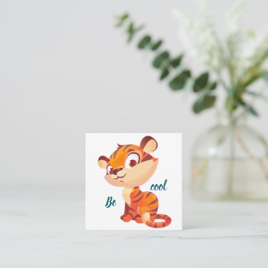 Cute Tiger Be Cool Cartoon スクエア名刺 (スタンド正面)